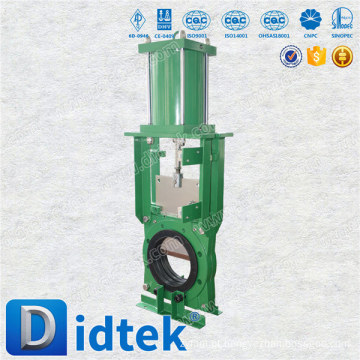 Didtek Atuador pneumático de alta qualidade Tipo de bolacha assentada resiliente Zero Downstream Leakage Slurry Knife Gate Valve